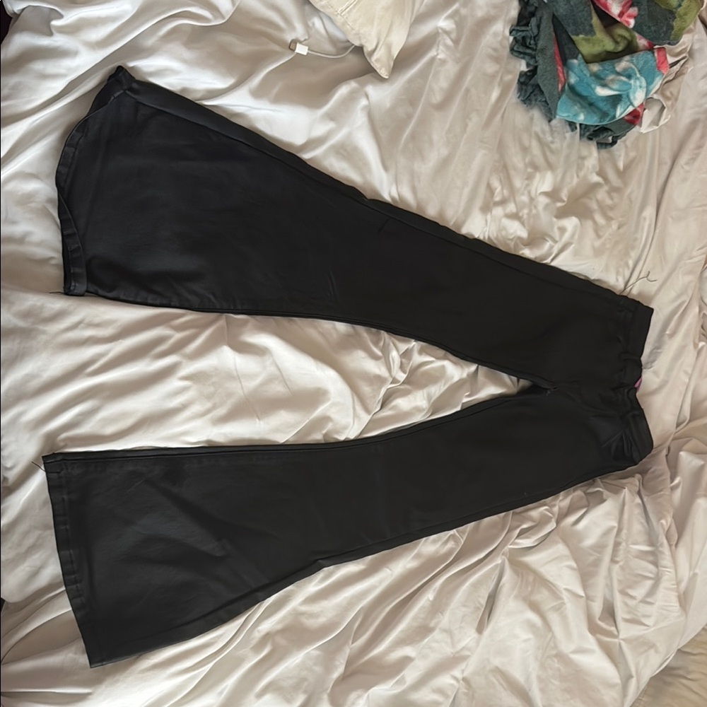 Black Leather Flared Pants